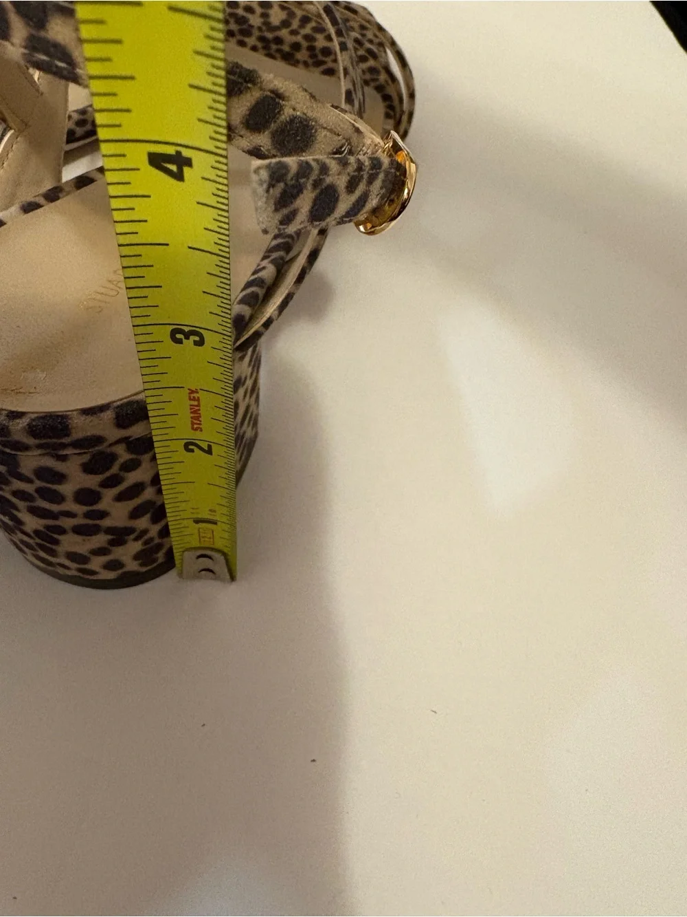 Stuart Weitzman Leopard Print Strappy Sandals - Tan & Black 7.5